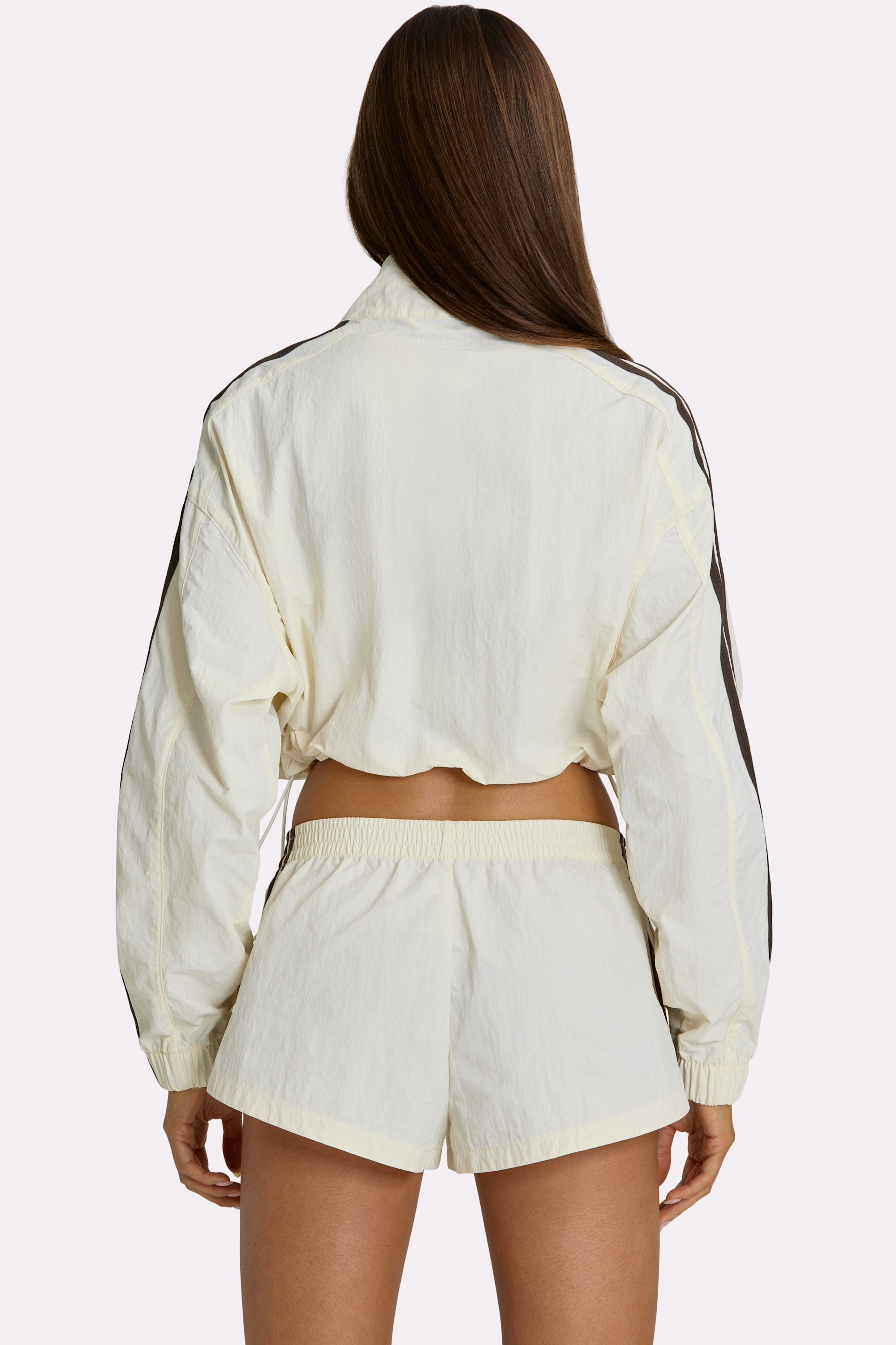 Woven Zip-Up Track Jacket in Coconut - 2