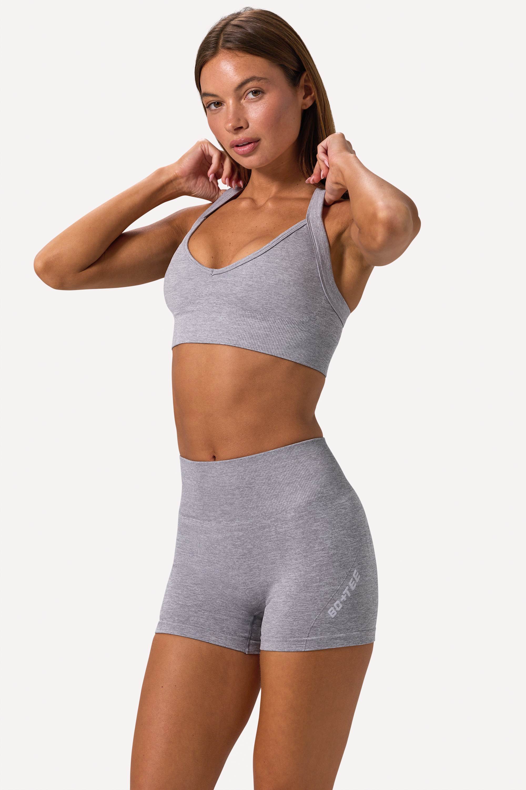 Super Sculpt Seamless Mini Shorts in Grey Marl - 1