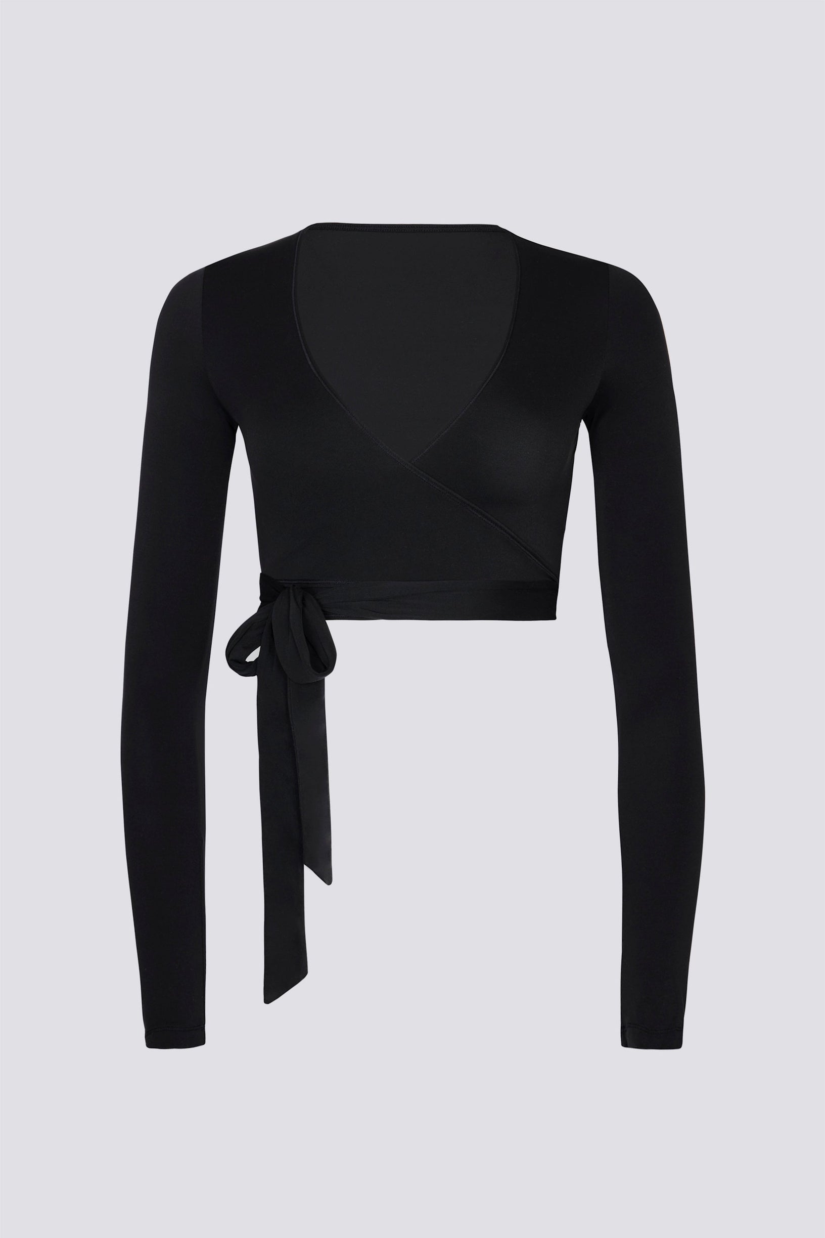 Soft Jersey Wrap Crop Top in Black - 2
