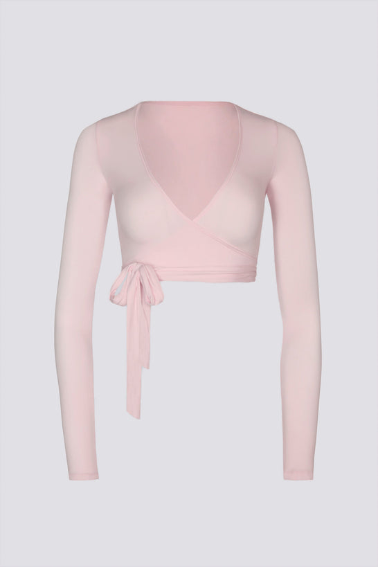 Soft Jersey Wrap Crop Top in Ballet Pink