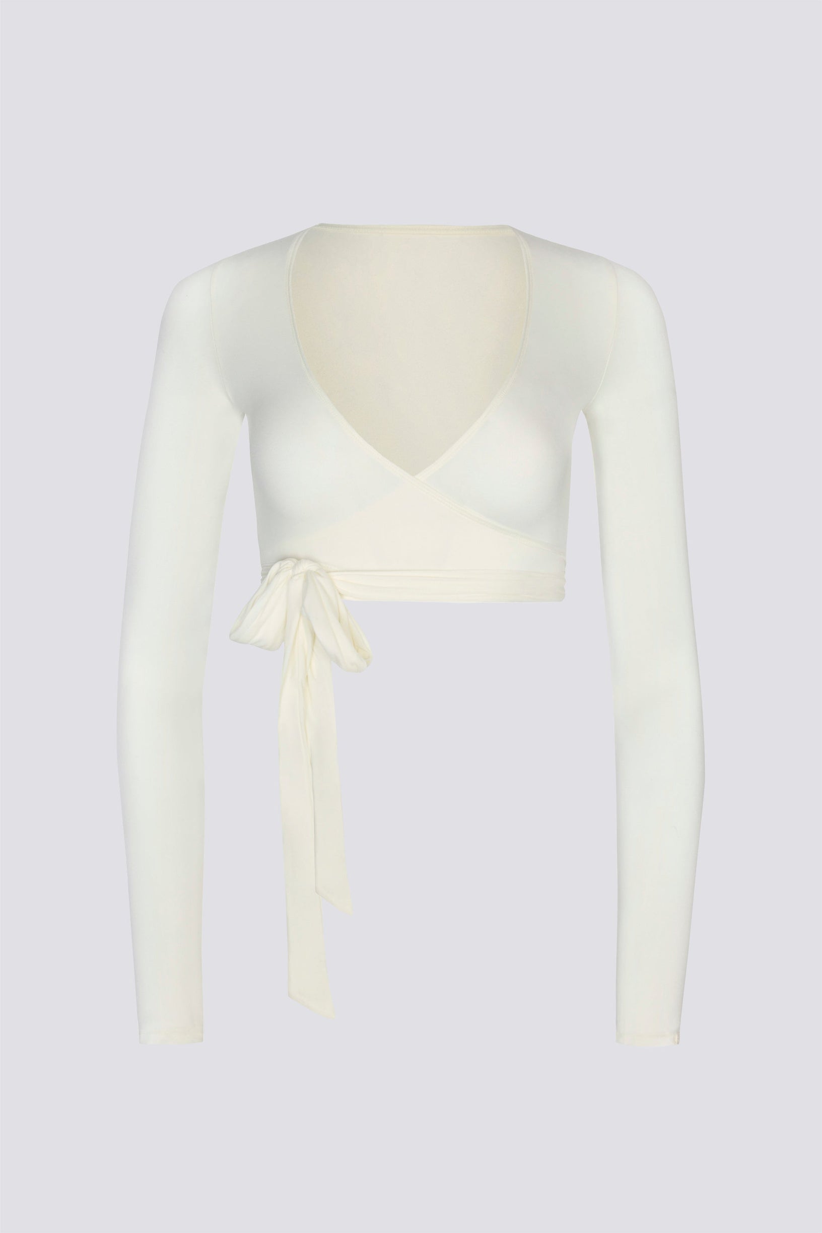 Soft Jersey Wrap Crop Top in White - 2