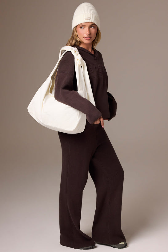 Corduroy Bow Tote Bag in Ivory