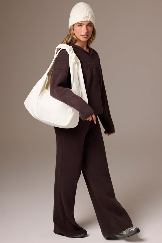 Corduroy Bow Tote Bag in Ivory