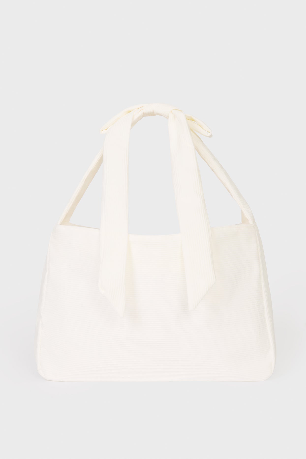 Corduroy Bow Tote Bag in Ivory
