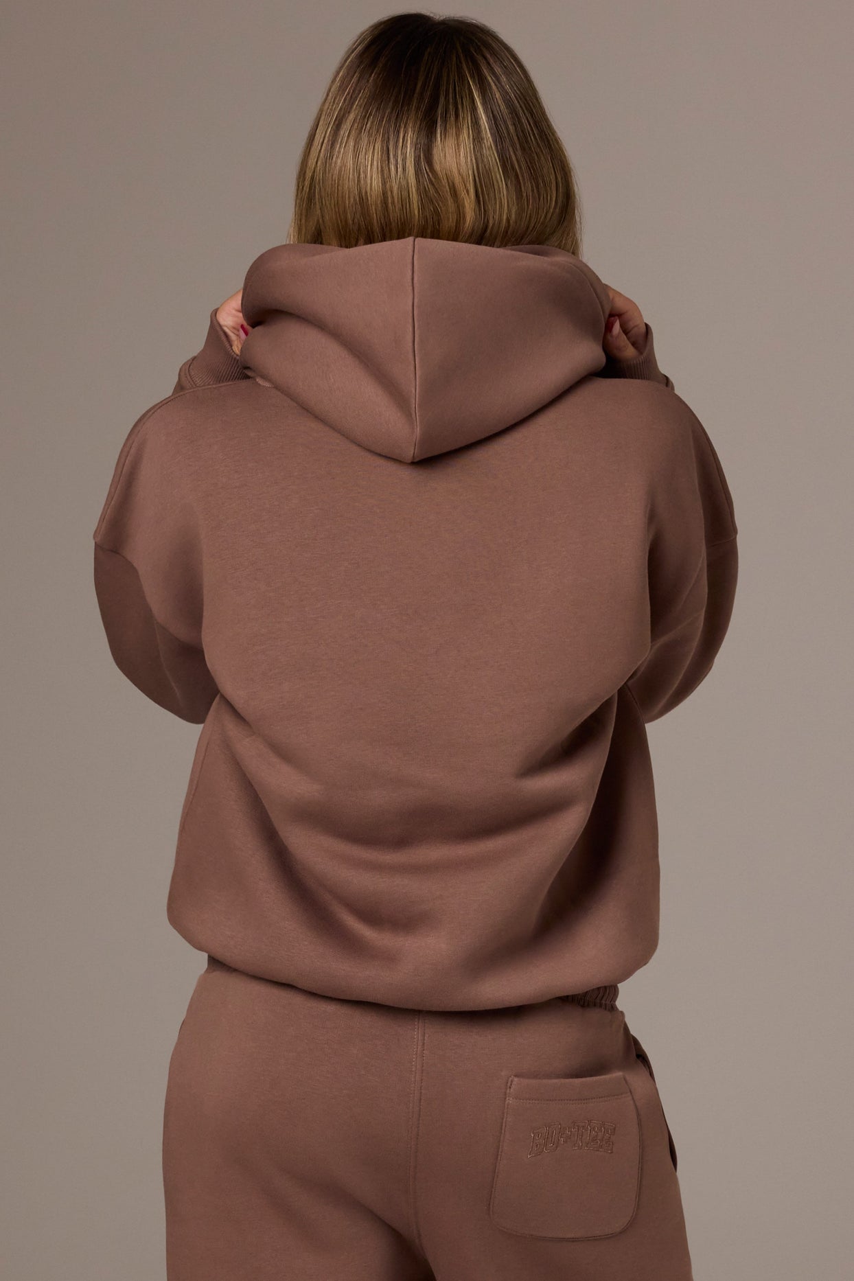 Embroidered Oversized Hoodie in Cocoa