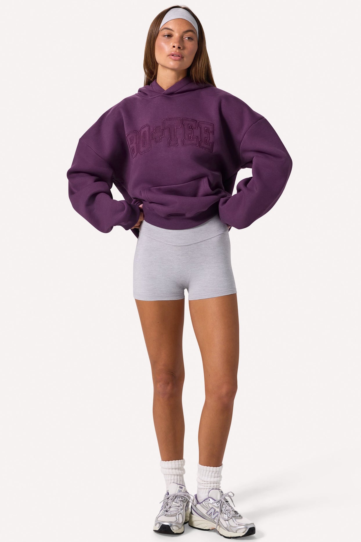 Embroidered Oversized Hoodie in Plum - 4
