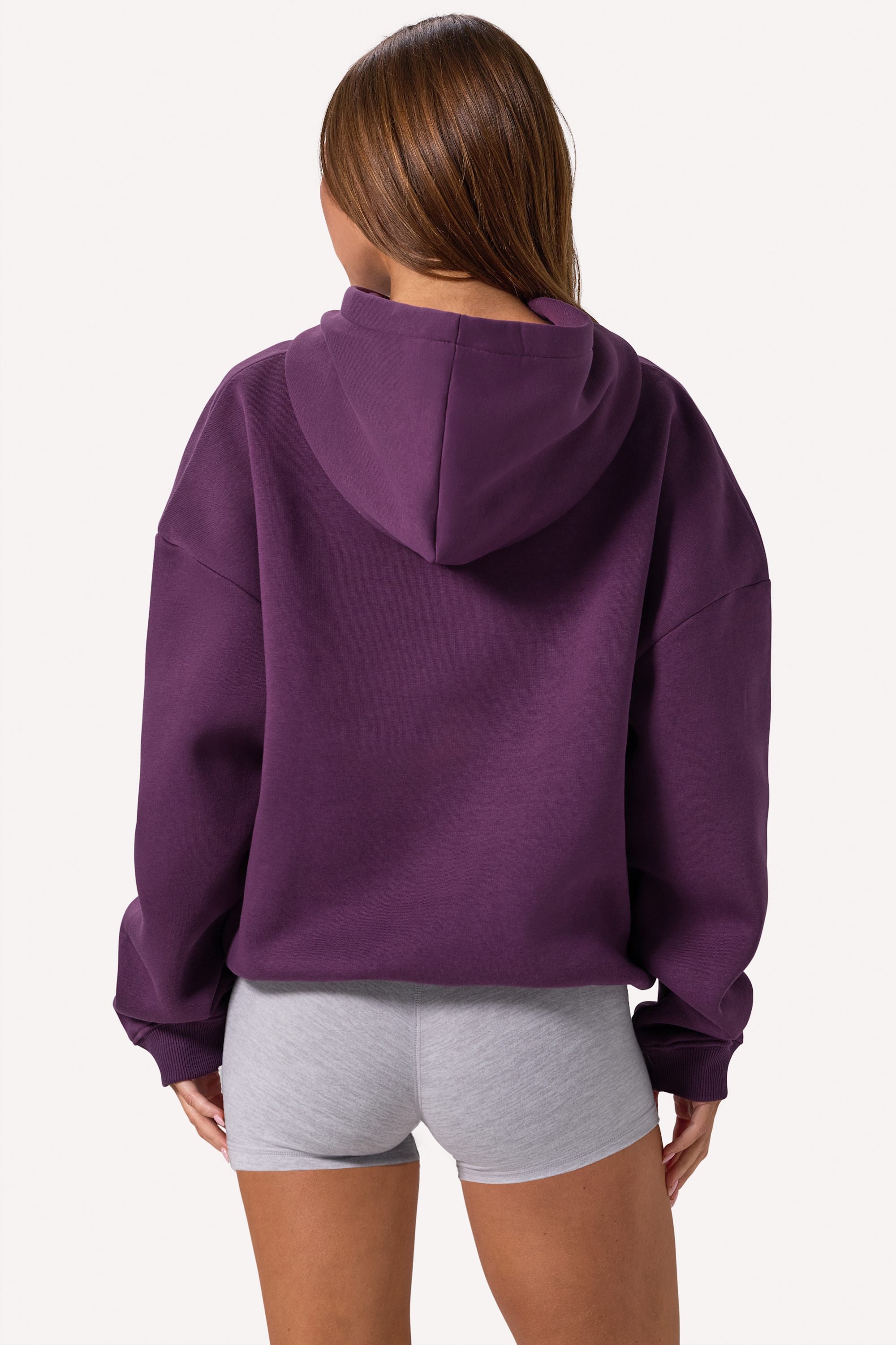 Embroidered Oversized Hoodie in Plum