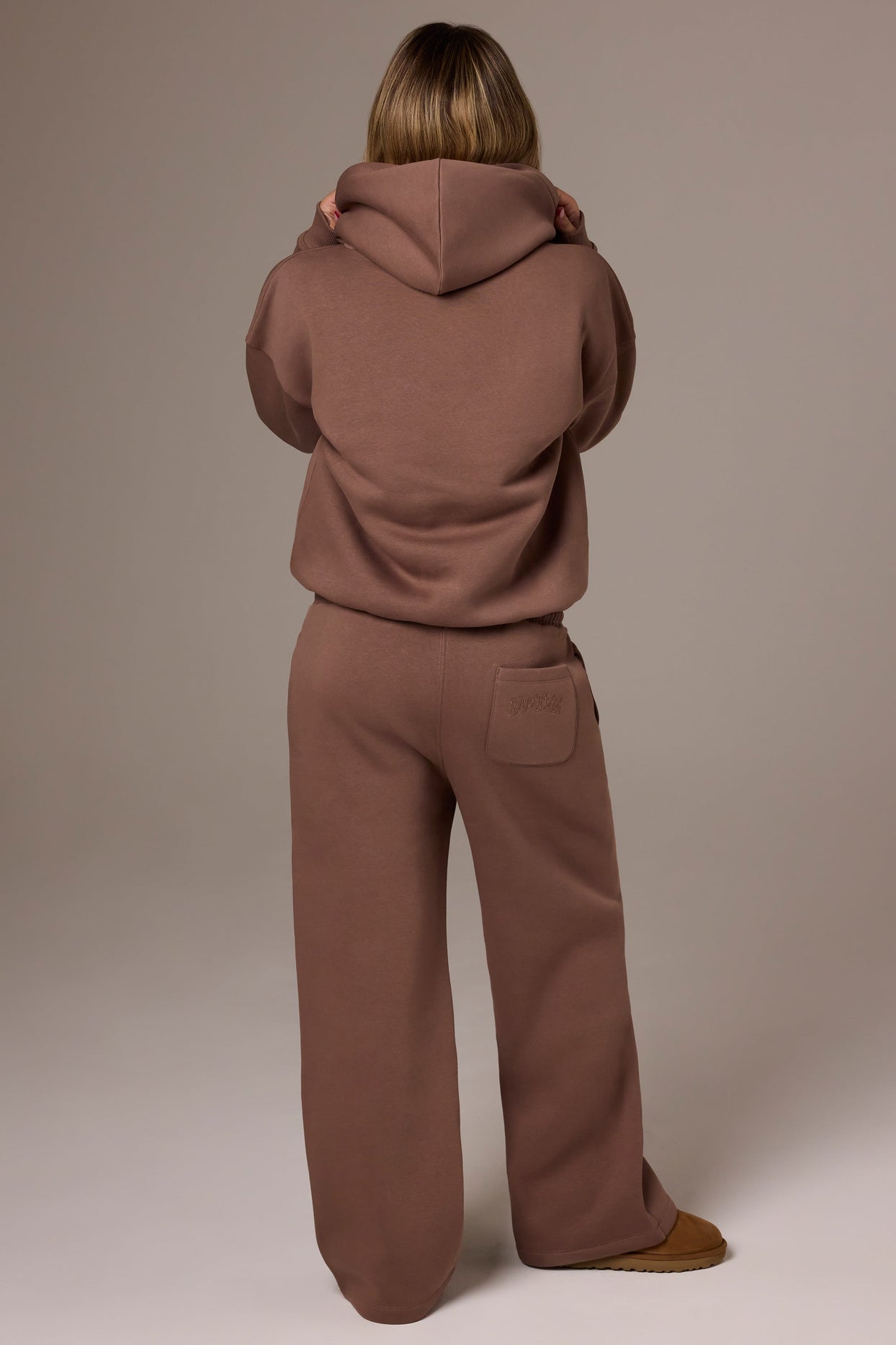 Brushed Jersey Wide-Leg Joggers in Cocoa