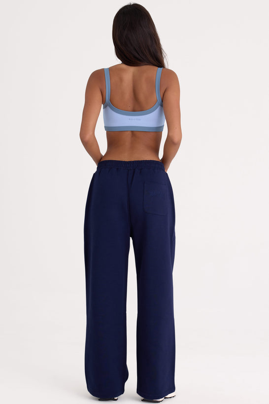 Brushed Jersey Wide-Leg Joggers in Midnight