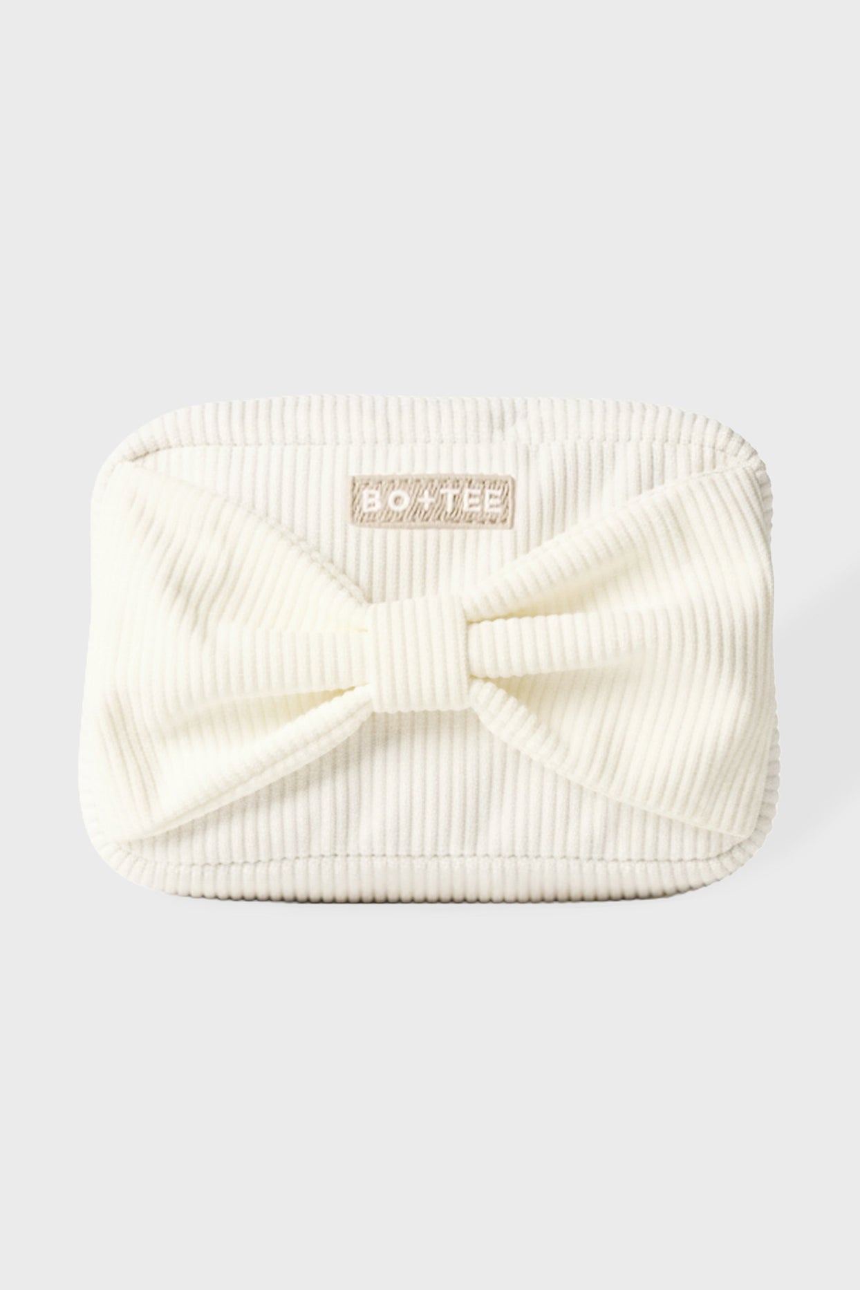 Corduroy Bow Makeup Bag in Ivory