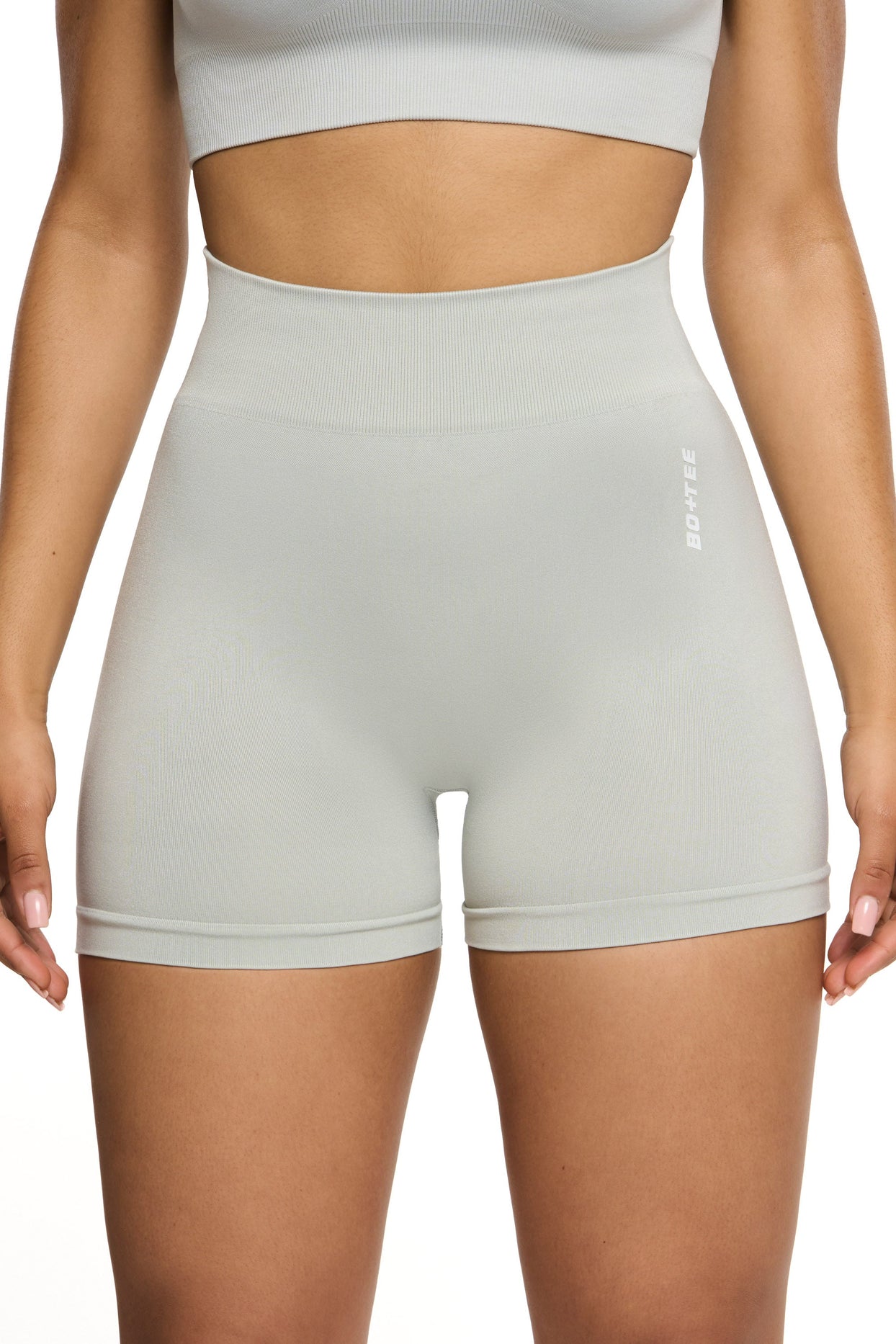 Seamless High Waist Mini Shorts in Grey