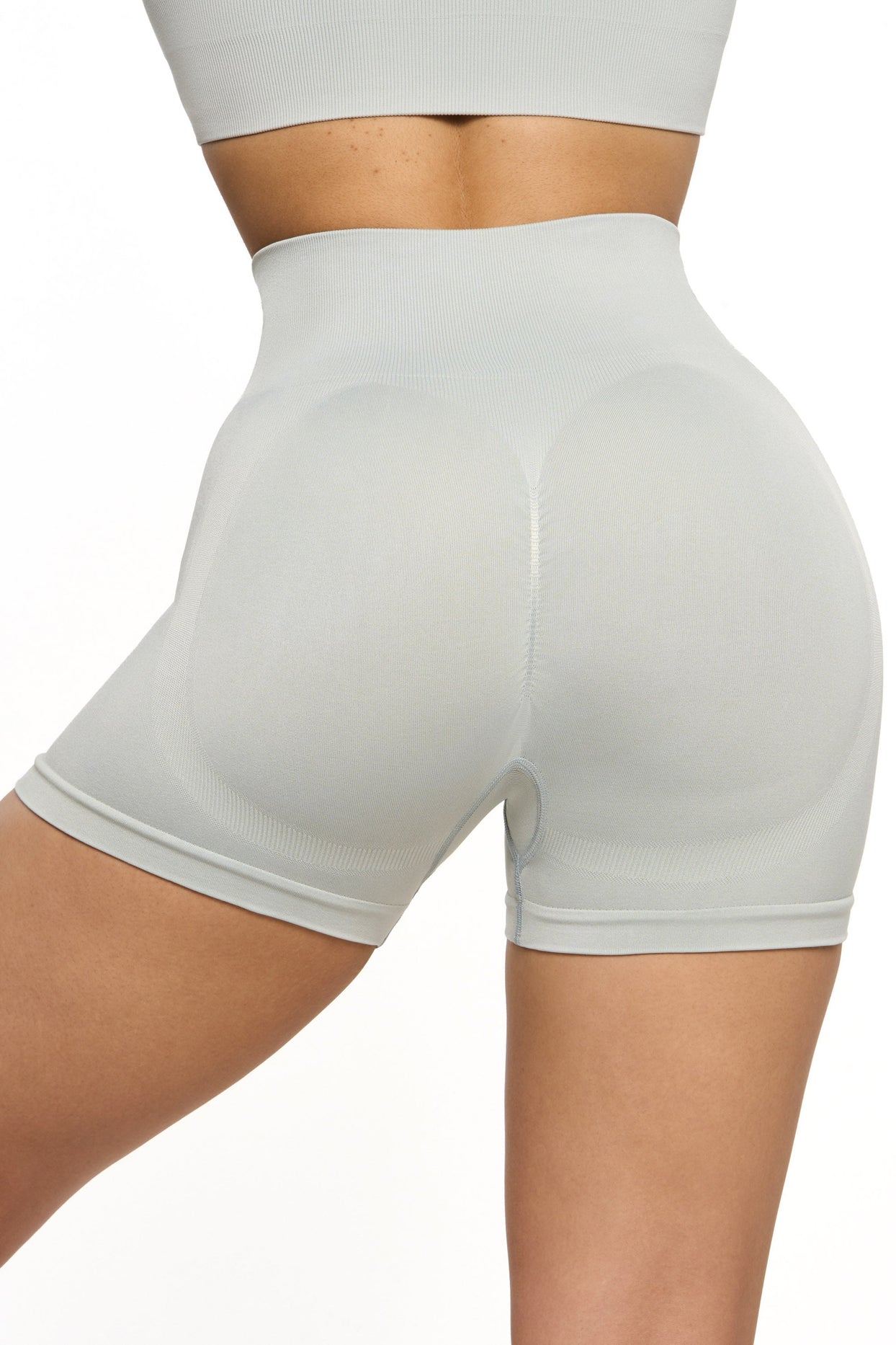 Seamless High Waist Mini Shorts in Grey