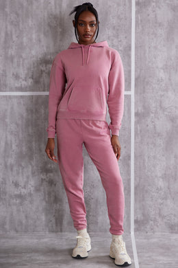 High Waist Cuffed Joggers in Rose