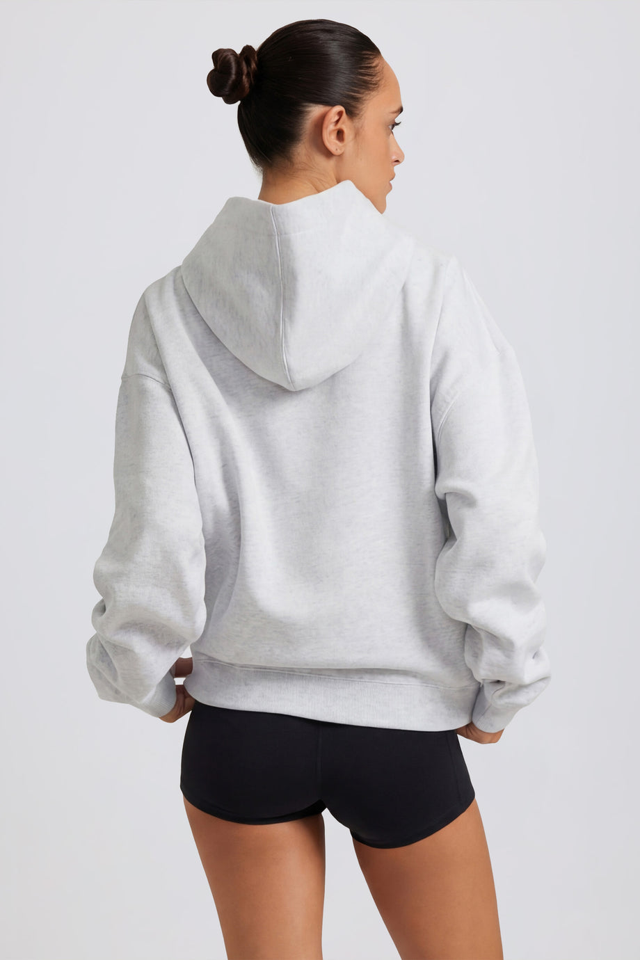 Soft Cotton Jersey Oversized Hoodie in Heather Grey