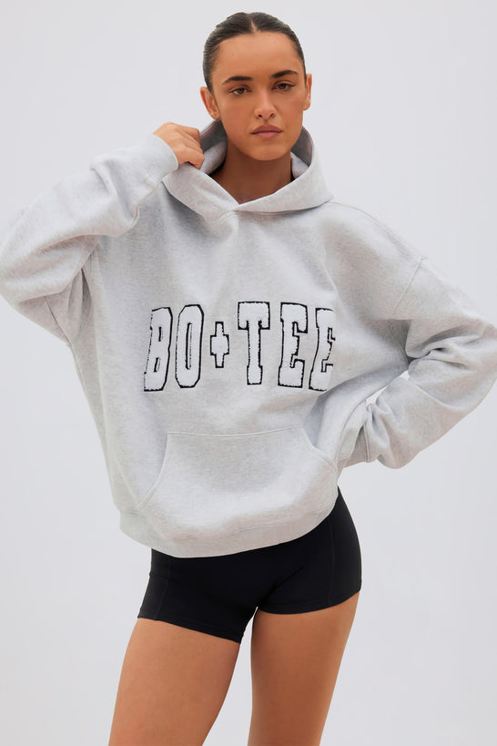 Soft Cotton Jersey Oversized Hoodie in Heather Grey