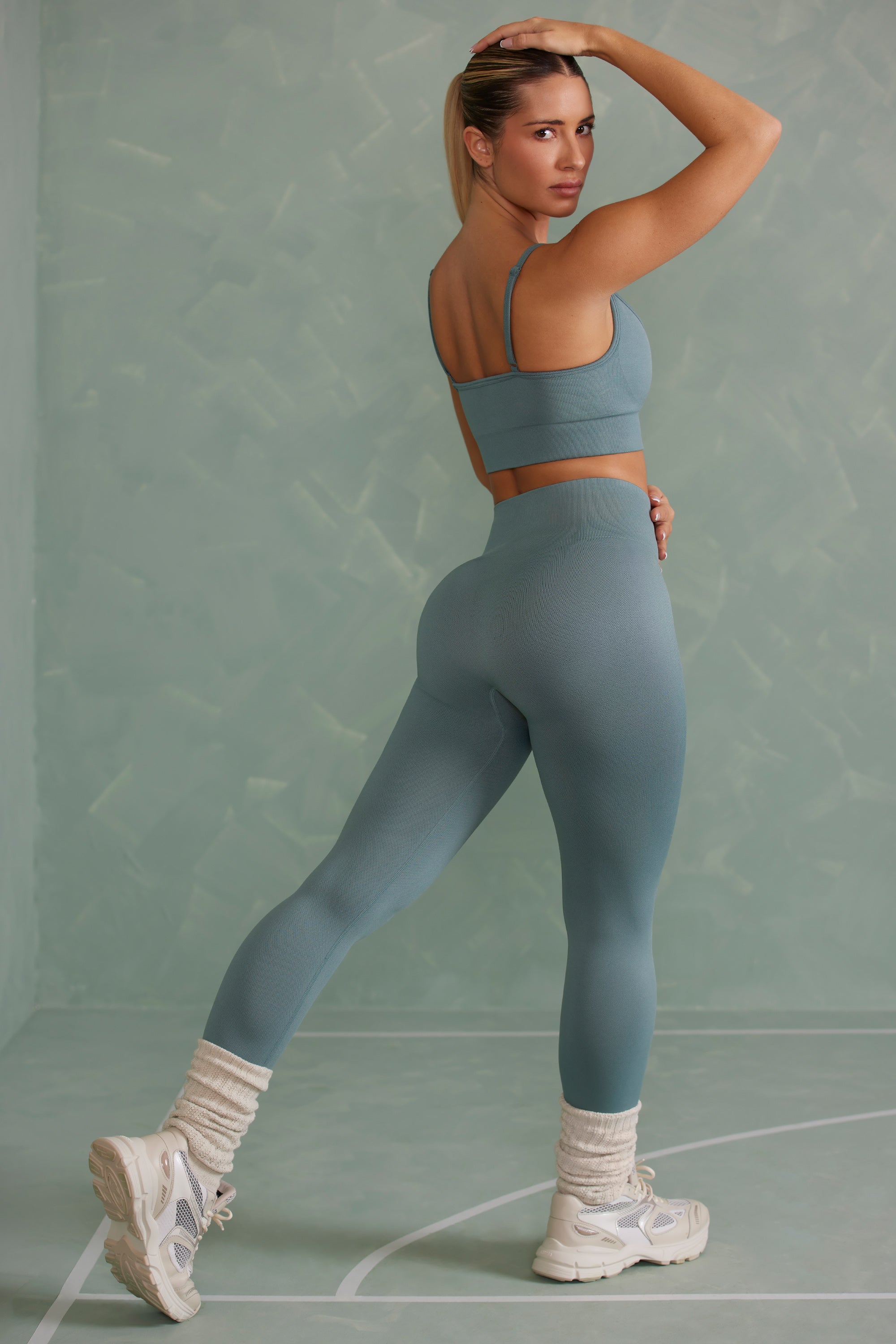 Petite Super Sculpt Full Length Leggings in Mineral Green