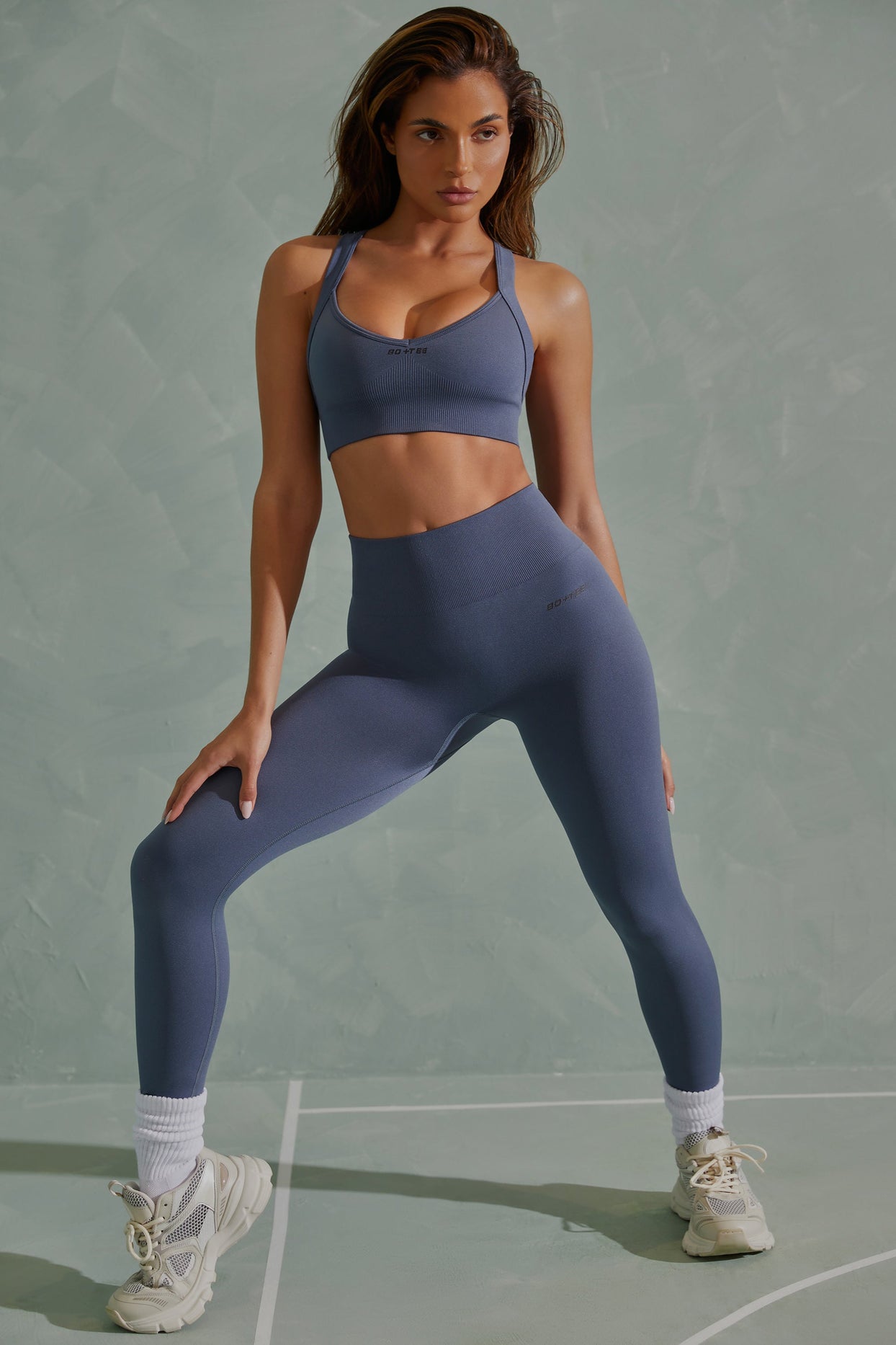 Petite Super Sculpt Full Length Leggings in Steel Blue