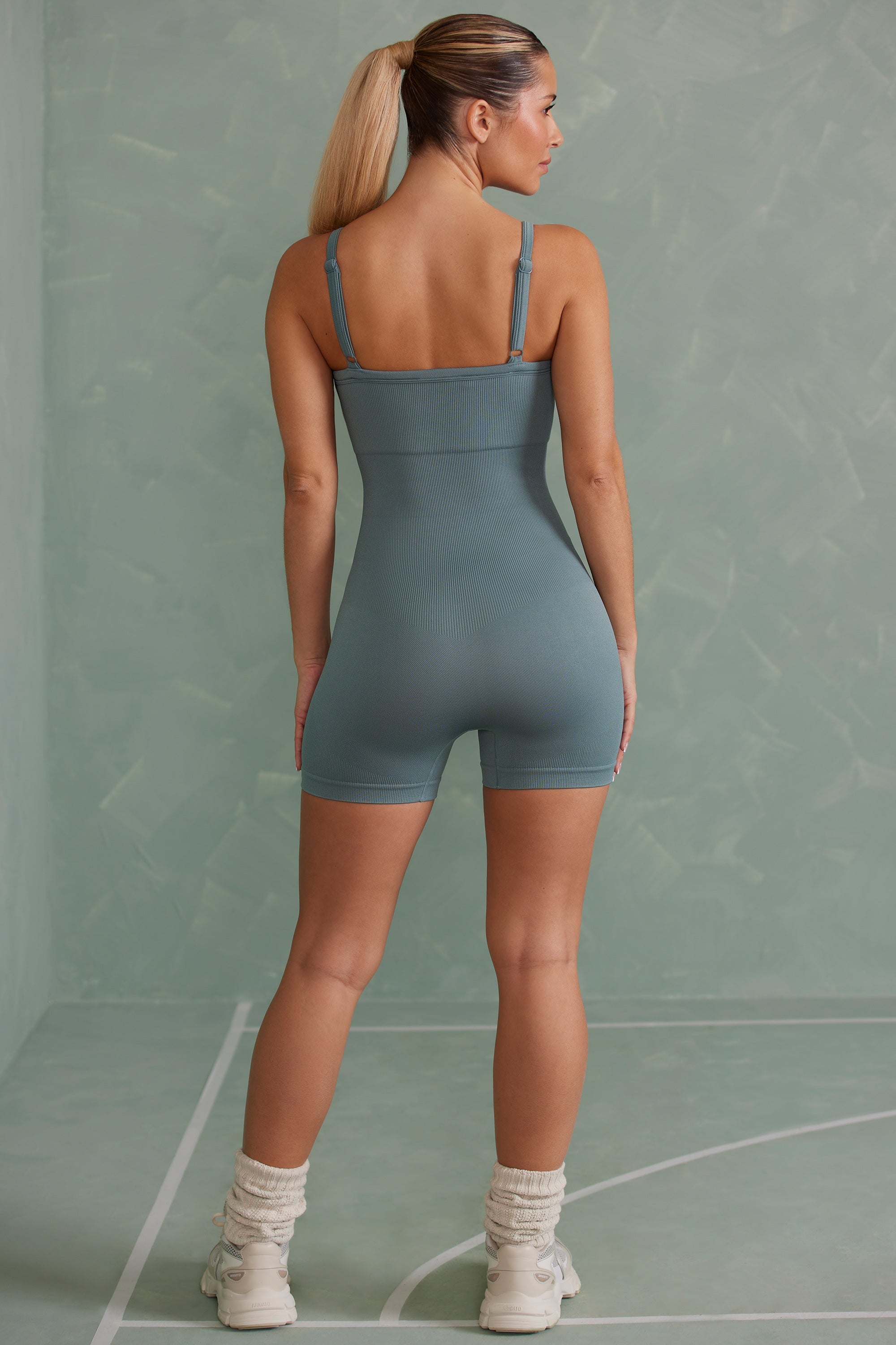 Super Sculpt Unitard in Mineral Green