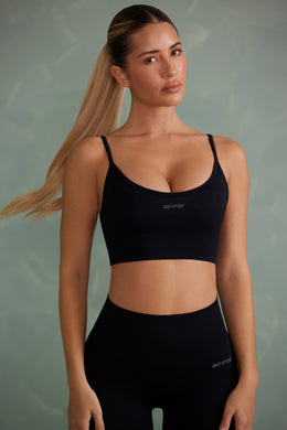 Super Sculpt Scoop Neck Sports Bra in Onyx Black