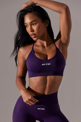 Scoop Neck Multi Strap Sports Bra in Purple