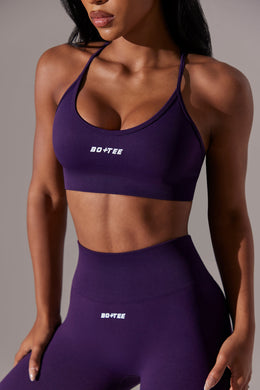 Scoop Neck Multi Strap Sports Bra in Purple