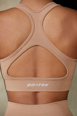 Cut Out Define Luxe Sports Bra in Warm Taupe