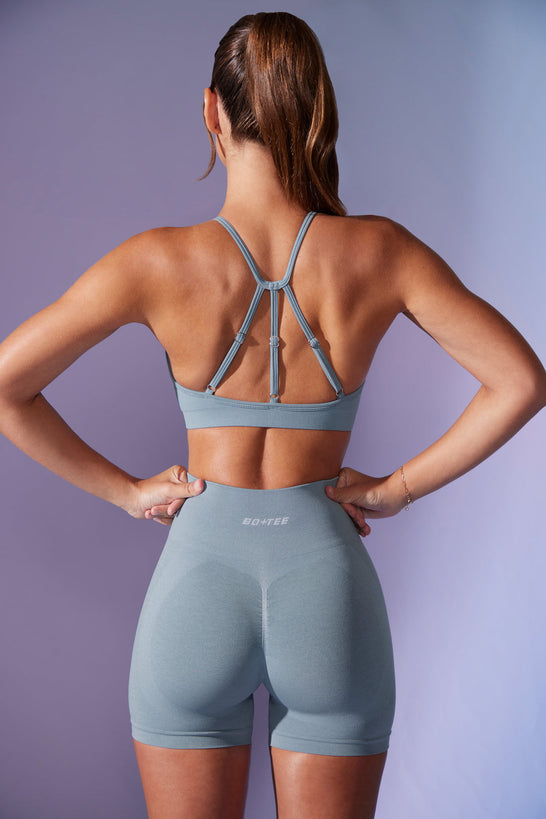 High Waist Define Luxe Mini Shorts in Slate Blue