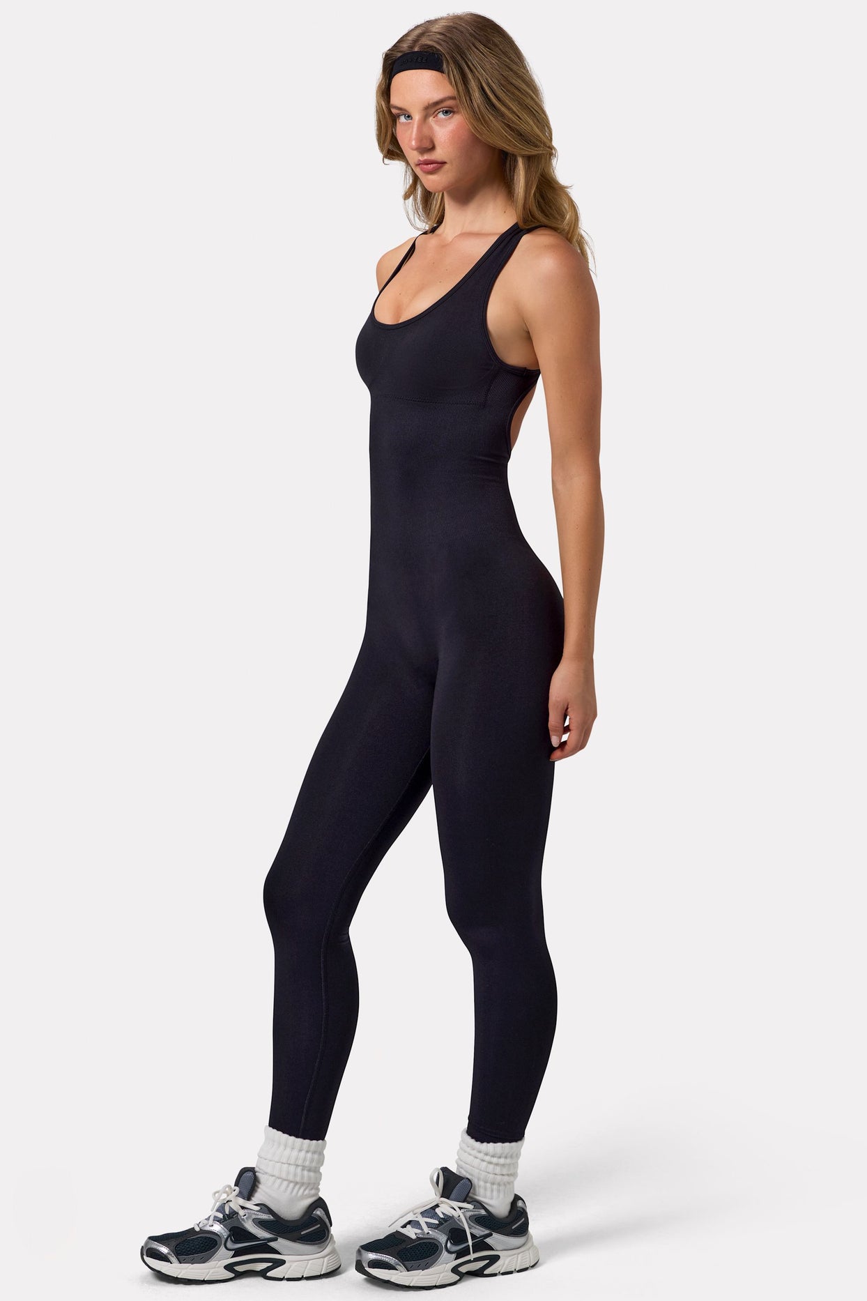 Open Back Define Luxe Unitard in Black - 3