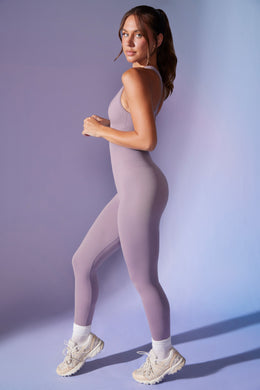 Petite Open Back Define Luxe Unitard in Dusty Lilac