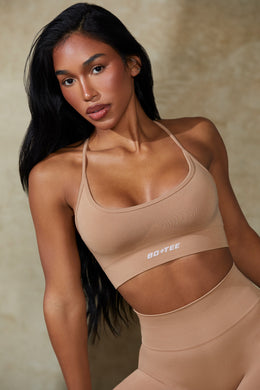 Low Back Define Luxe Sports Bra in Warm Taupe