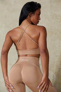 Low Back Define Luxe Sports Bra in Warm Taupe