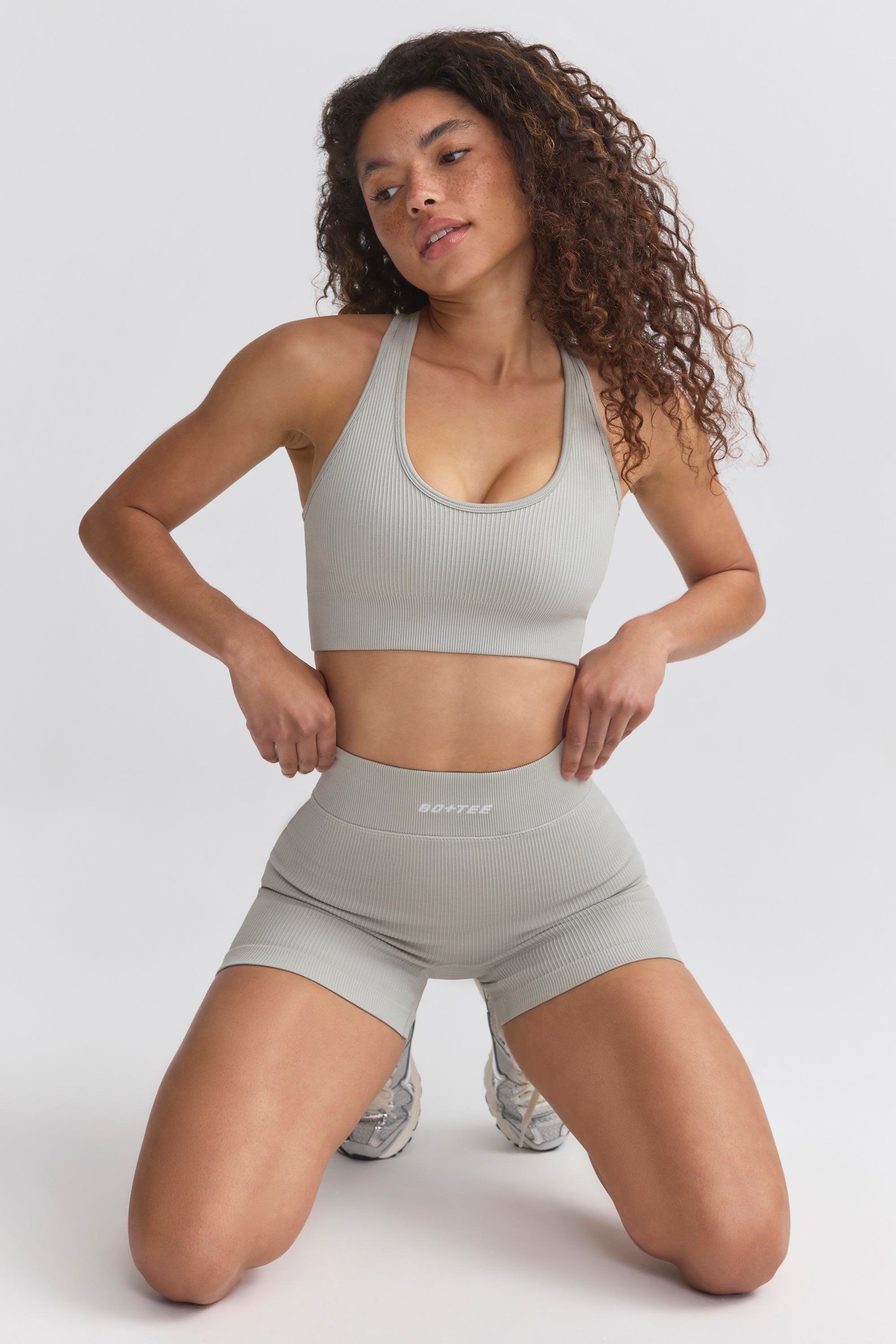 FlexiRib Racerback Sports Bra in Grey