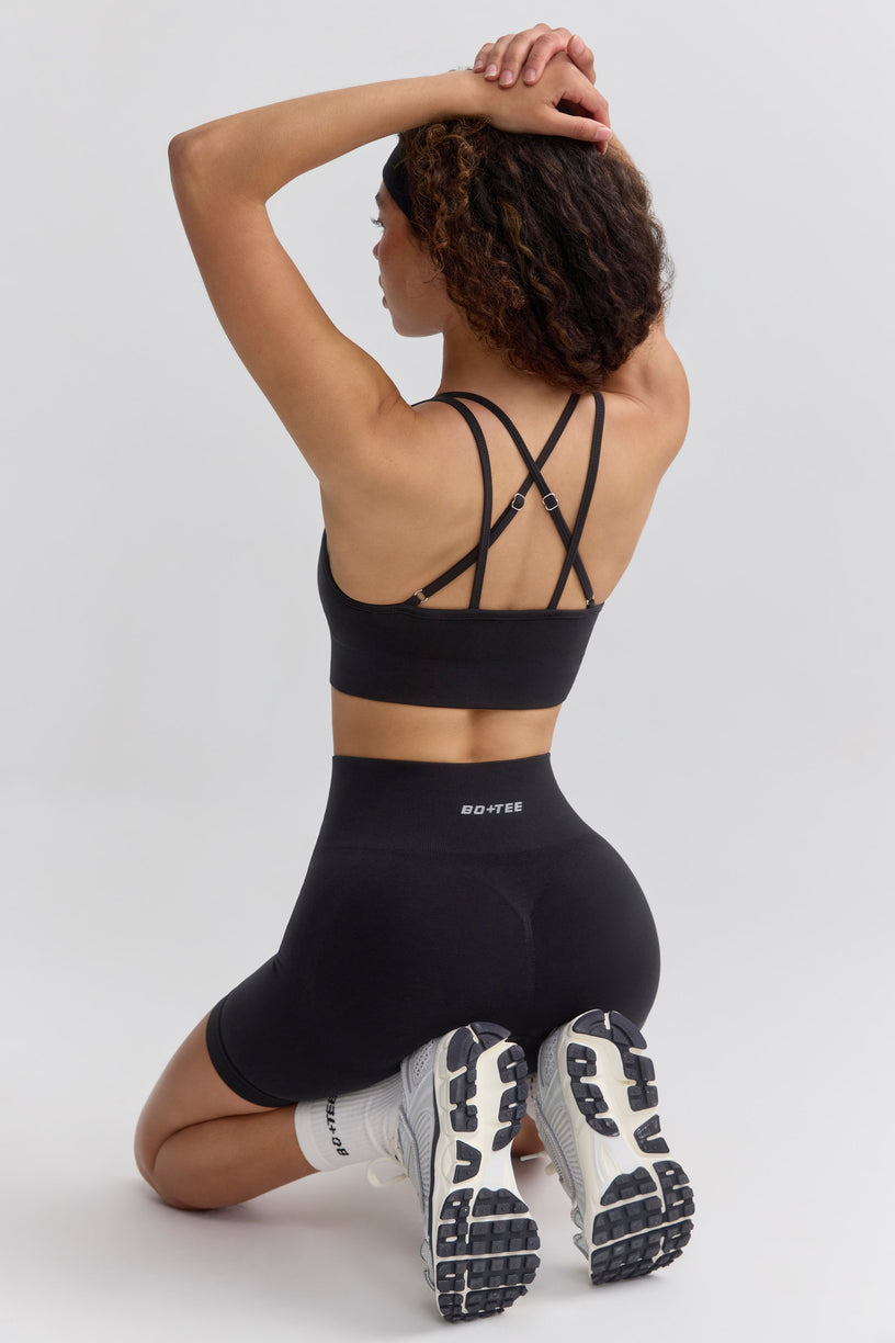 Strappy Define Luxe Sports Bra in Black - 1