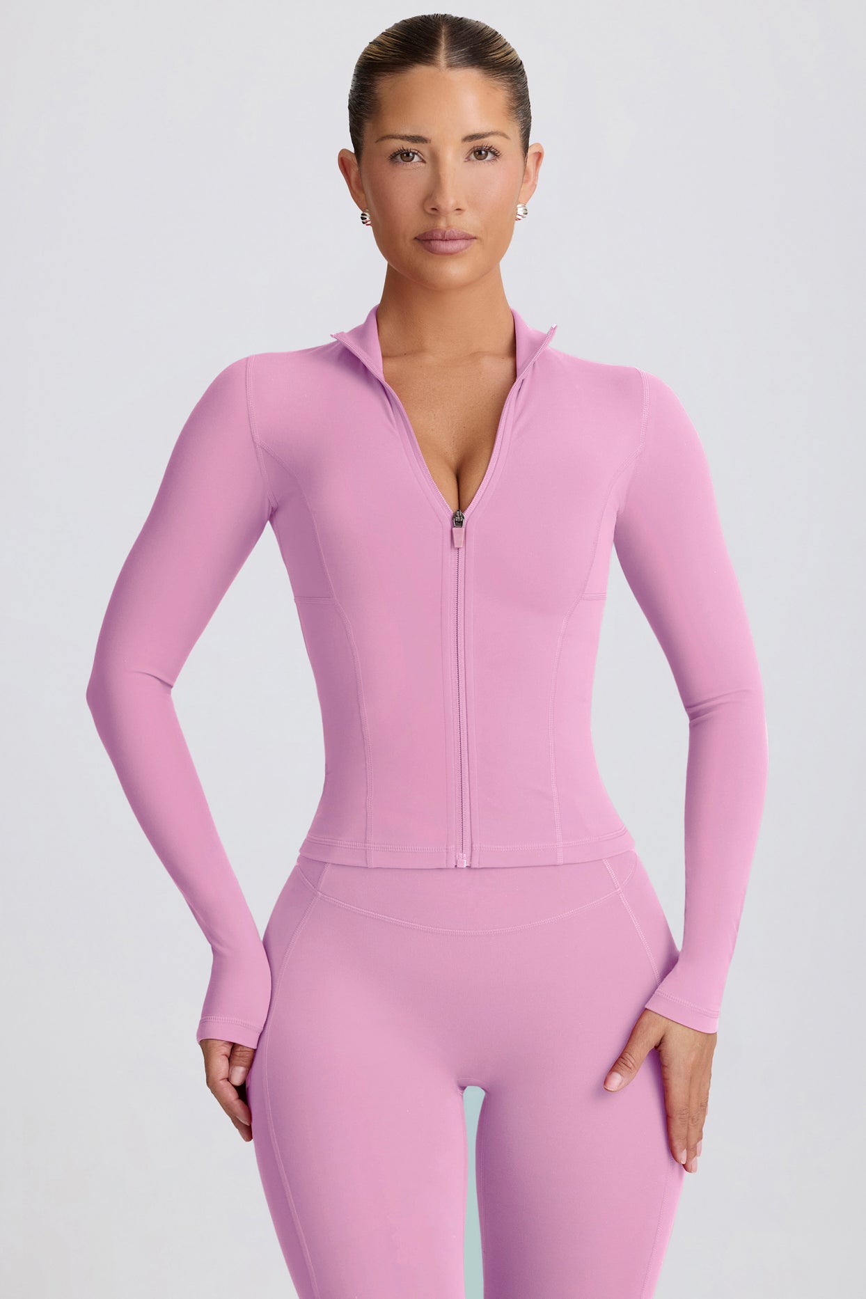 Soft Active Zip-Up Jacket in Dusty Pink