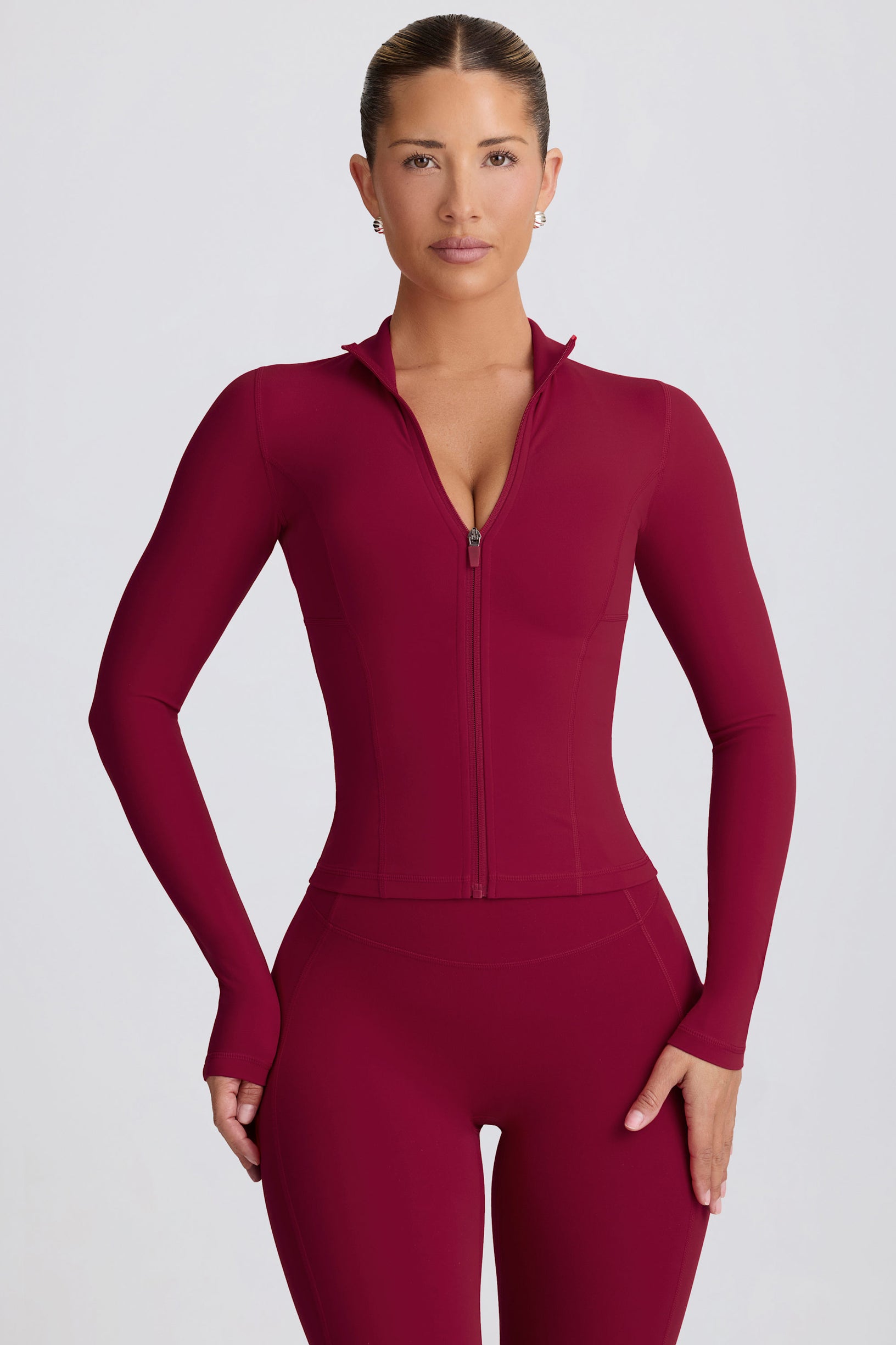 Soft Active Zip-Up Jacket in Burgundy - 2