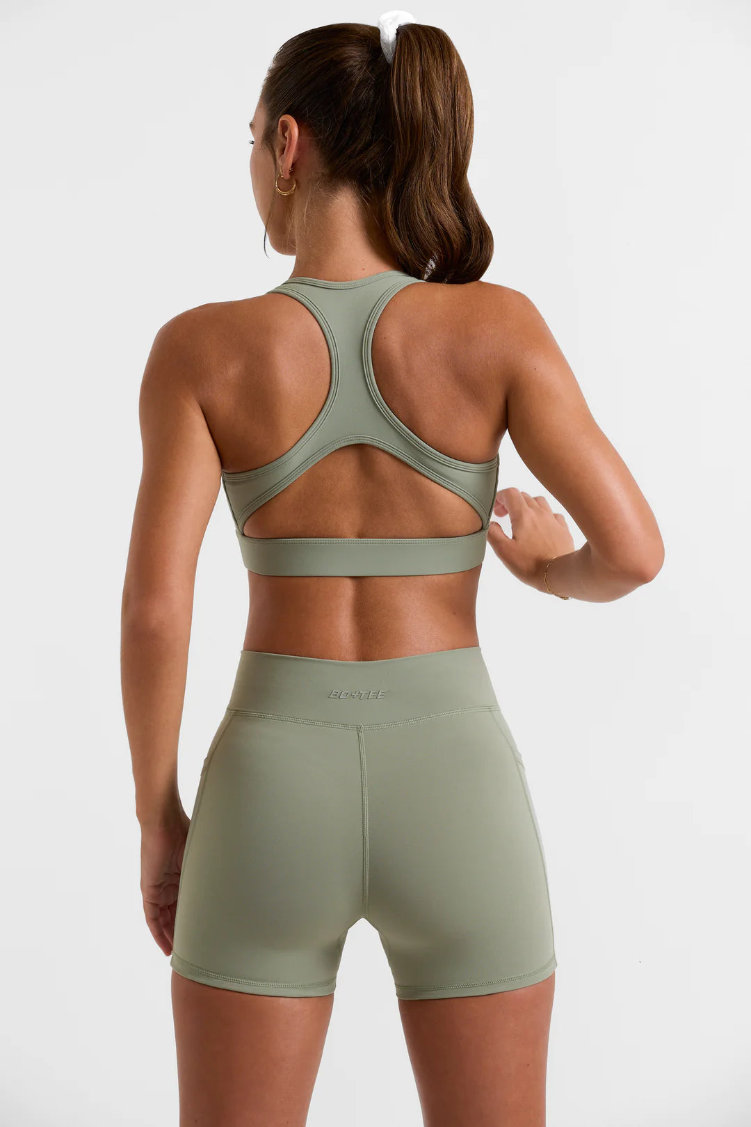 Cut Out Back Sports Bra in Bamboo Green