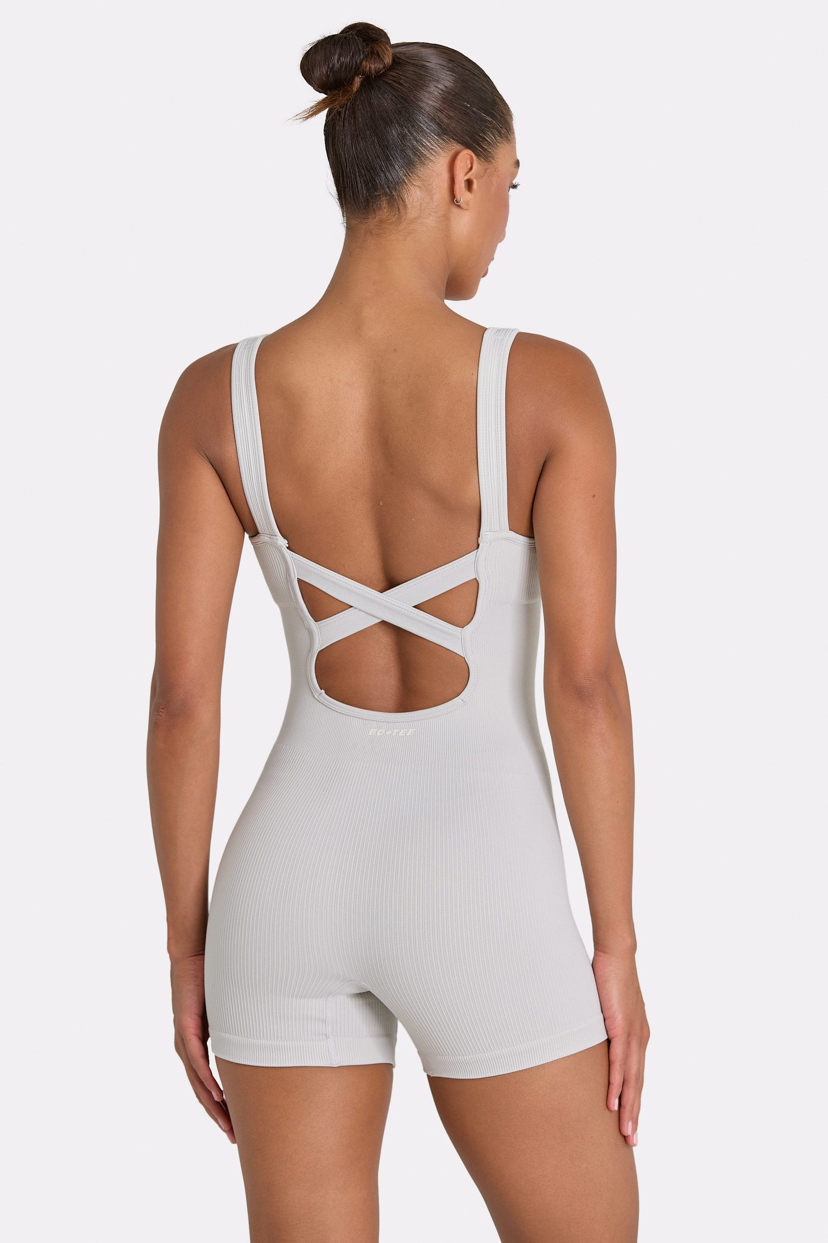 Wide Strap Unitard in Grey - 2