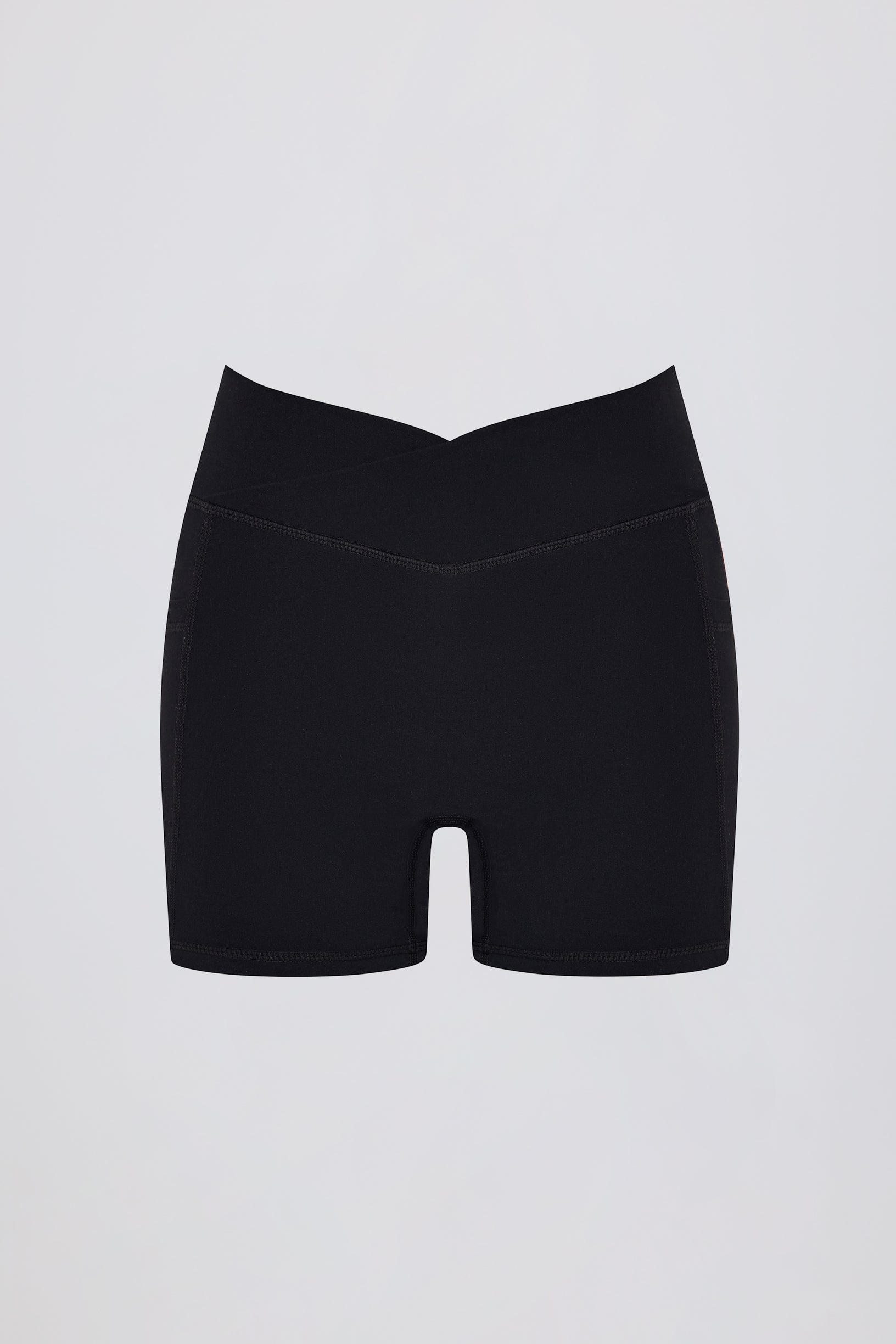 Soft Active V-Waist Pocket Mini Shorts in Black - 1