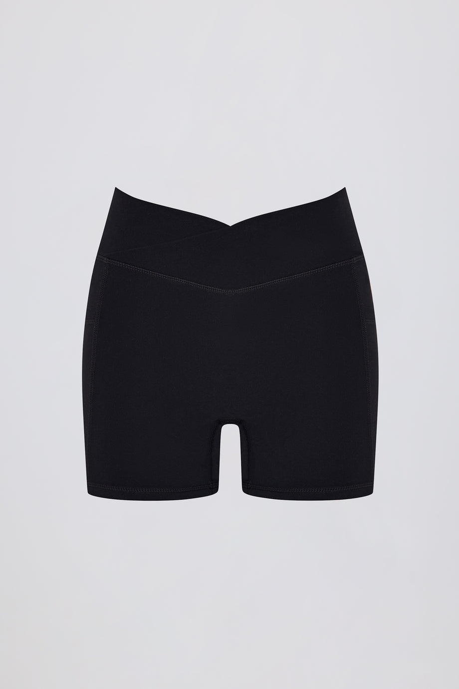 Soft Active V-Waist Pocket Mini Shorts in Black
