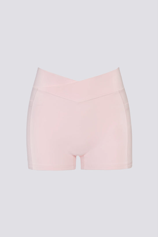 Soft Active V-Waist Pocket Mini Shorts in Ballet Pink
