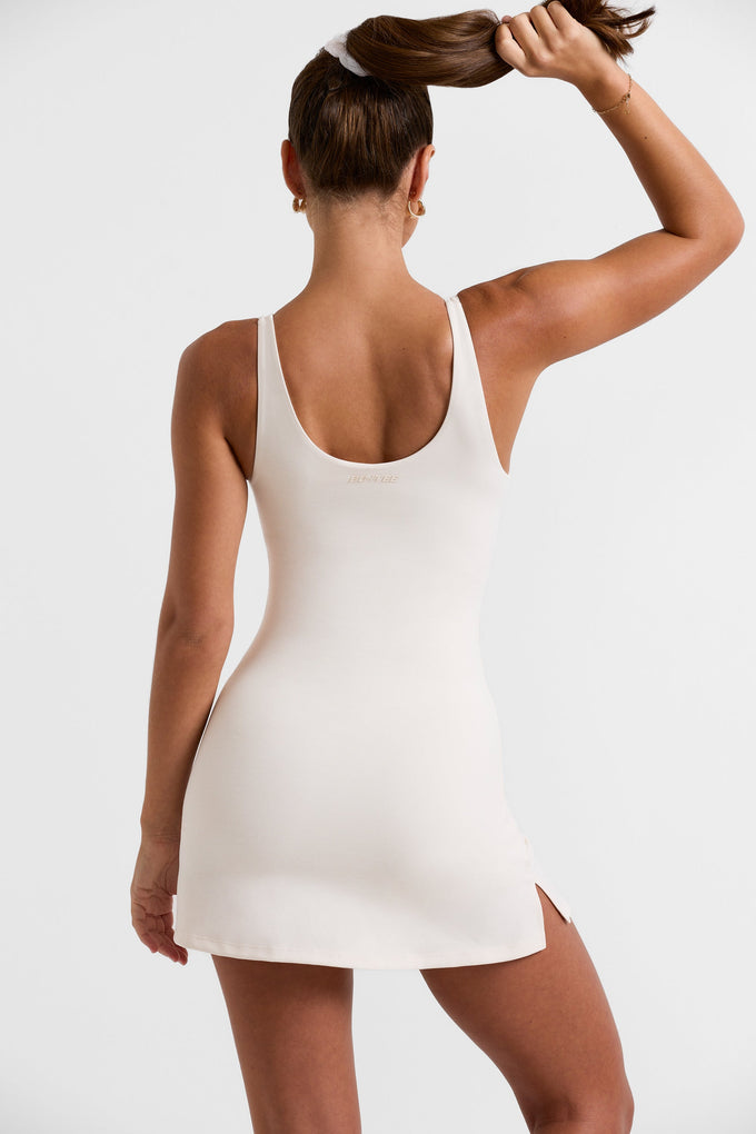 Scoop Neckline Tennis Dress in White