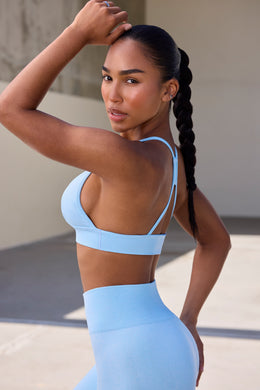 Super Sculpt Seamless Triangle Sports Bra in Sky Blue