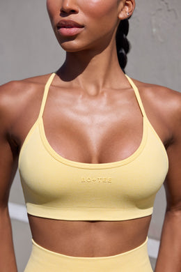 Super Sculpt Seamless Open Back Sports Bra in Soft Yellow