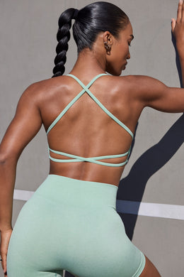 Super Sculpt Seamless Open Back Sports Bra in Pistachio