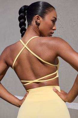 Super Sculpt Seamless Open Back Sports Bra in Soft Yellow