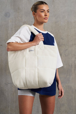 Quilted Puffer Bag in White