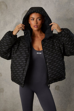 Reversible Hooded Puffer Jacket in Black