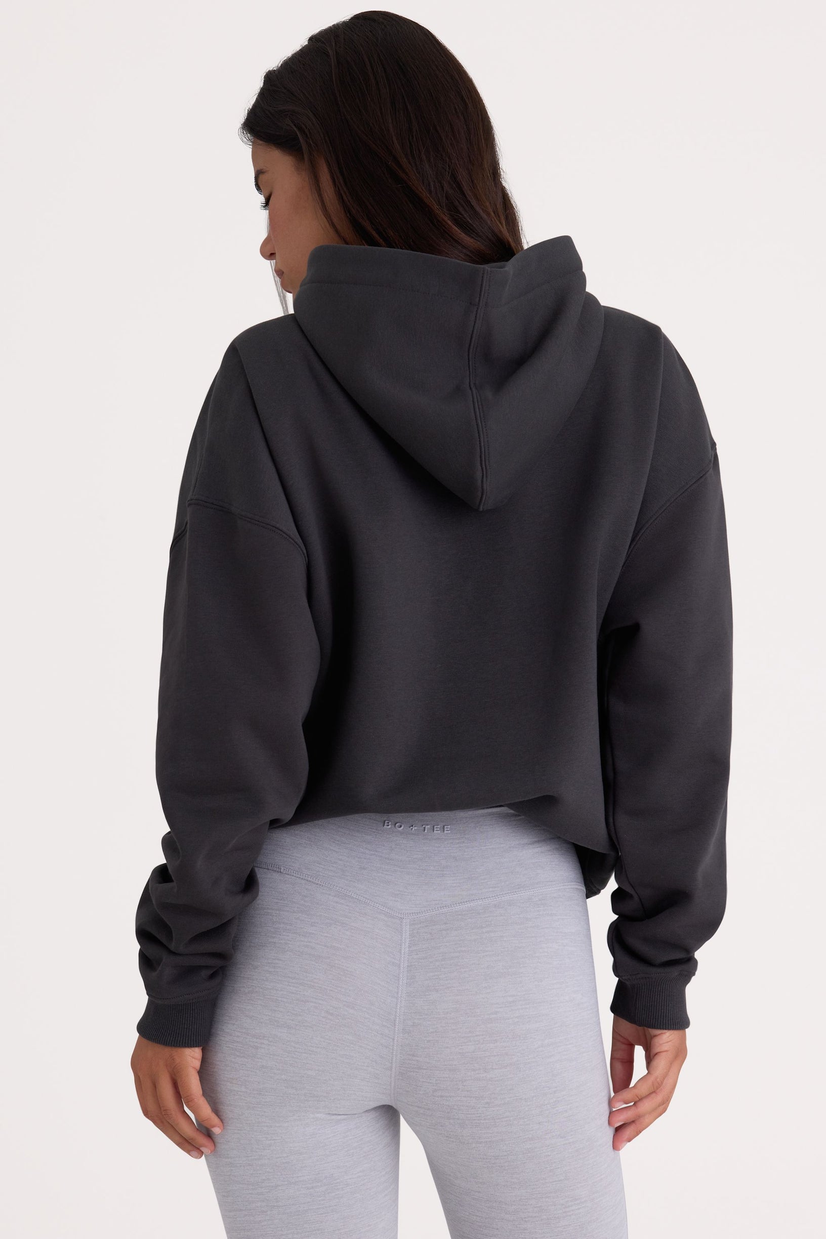 Soft Cotton Fleece Oversized Hoodie in Black - 2