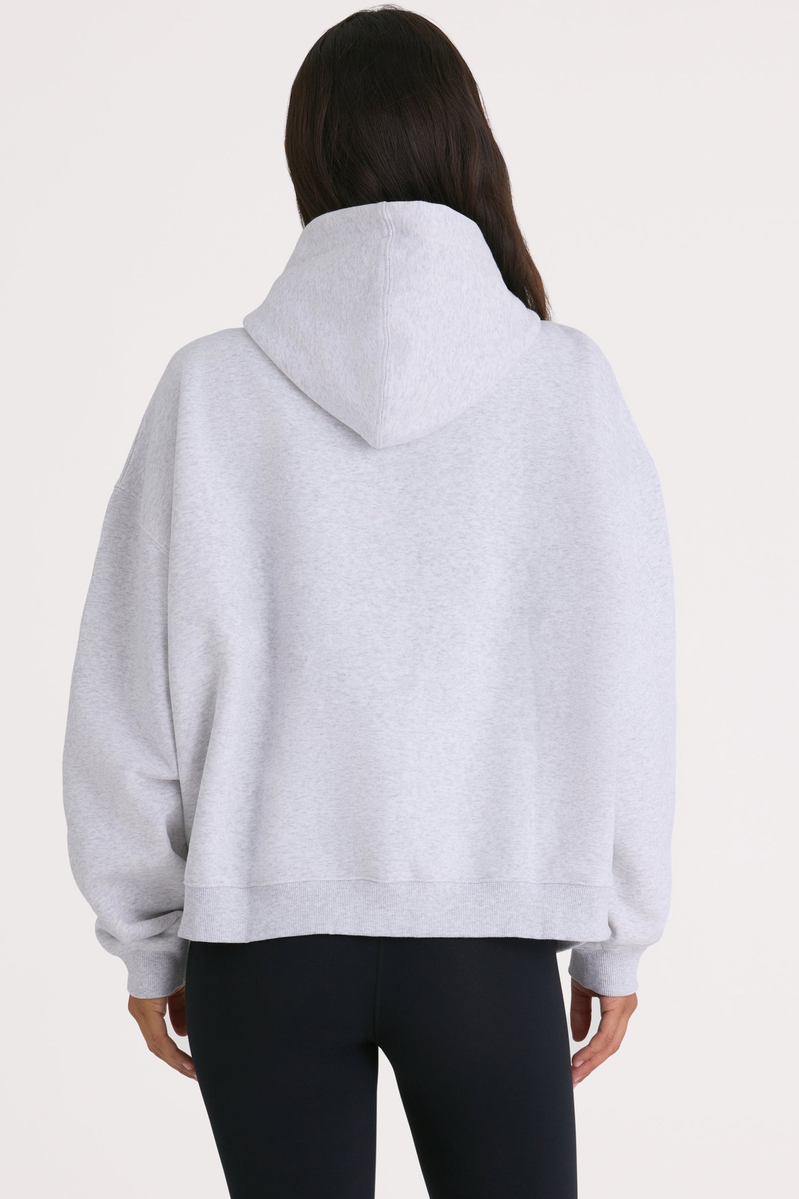 Soft Cotton Fleece Oversized Hoodie in Marl Grey - 2