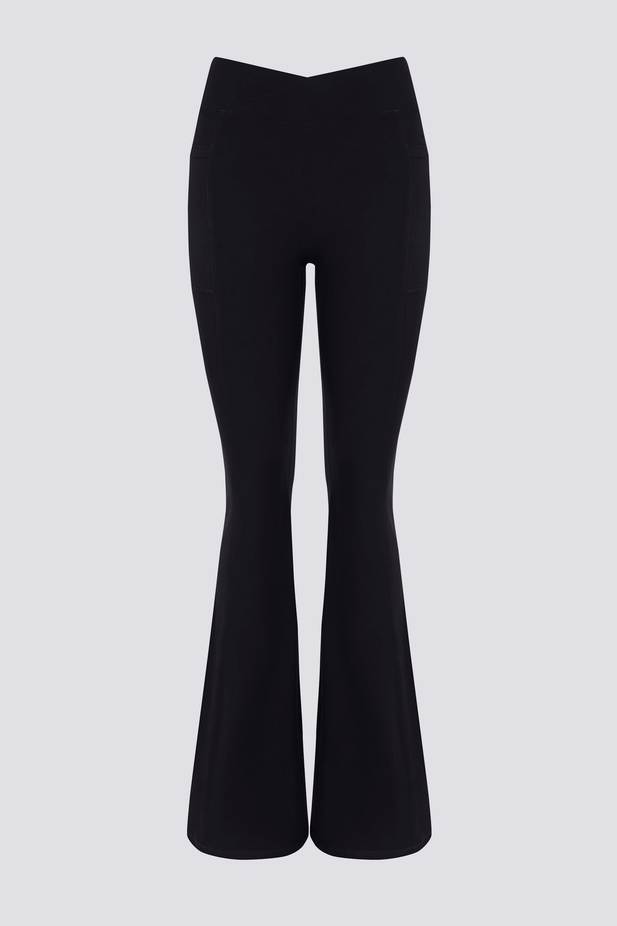 Soft Active Crossover Flared Leggings in Black